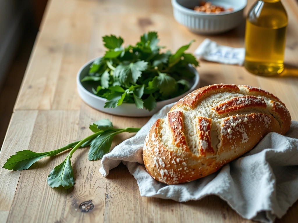 Rustykalny stół kuchenny z naturalnymi produktami